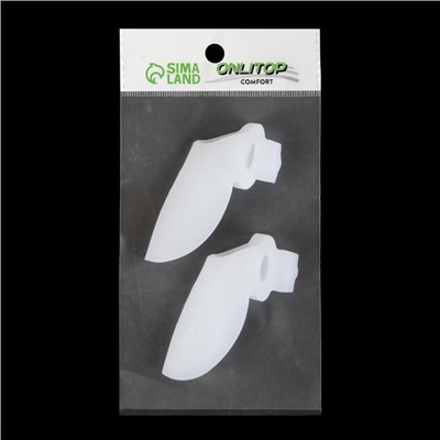 Корректоры - разделители для пальцев ног, с накладкой на косточку большого пальца, 1 разделитель, силиконовые, 7 × 4 см, пара, цвет белый