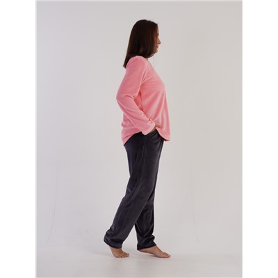 306011 0000 Комплект с брюками длинный рукав SWEET велюр розовый