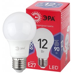 Лампа светодиодная ЭРА RED LINE LED A60-12W-865-E27 R Е27, 12Вт, груша, холодный дневной свет /1/10/100/