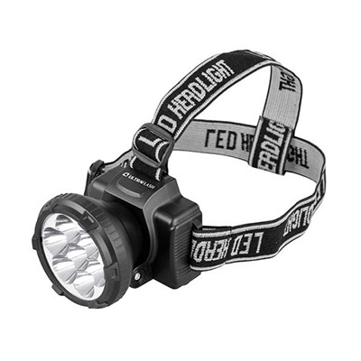 Ultra Flash LED 5362 фонарь налобн аккум 220В, черный, 7LED, 2 реж, пласт, бокс /1/5/100/