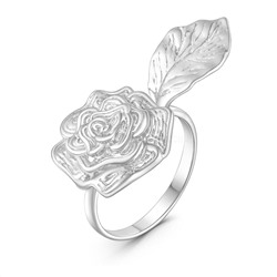 Кольцо разъёмное из родированного серебра - Роза