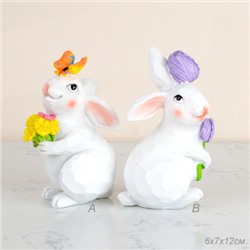 Фигурка Кролик с цветами 3D / DY9001 /уп 120/Пасха