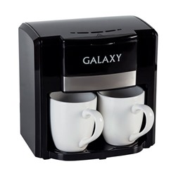 Кофеварка электрическая Galaxy GL 0708. Чёрная. 750Вт. 2*0,3л керамические чашки в комплекте. Многоразовый съемный фильтр. Мерная ложка. /1/6/