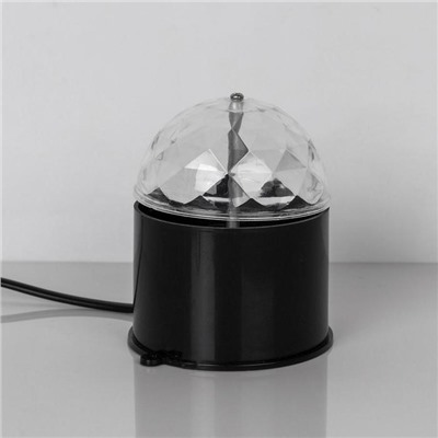 Световой прибор «Хрустальный шар» 7.5 см, свечение RGB, 220 В, чёрный