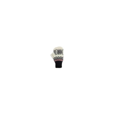 Черно-белые шерстяные варежки со снежинкой - 305.145