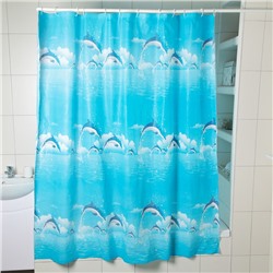 Штора для ванной 180×180 см "Дельфины в облаках", EVA