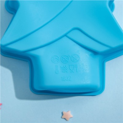 Форма силиконовая для выпечки Доляна «Ёлочка», 13×10 см, цвет синий