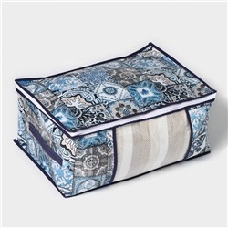 Кофр для хранения вещей Доляна «Мозаика», 45×30×20 см, цвет синий