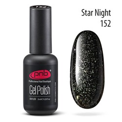 Гель-лак PNB 152 Star Night черный с золотым глиттером 8 мл