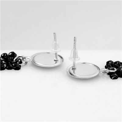Серьги висячие «Прямоугольник» диско, цвет чёрный в серебре, 8 см