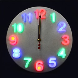 LADECOR CHRONO Часы настенные со светящимися цифрами, LED , d=25 см, пластик