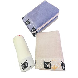 Махровое полотенца «Кошка» 50х90см в ассортименте (упаковка 6шт)