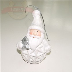 Дед мороз (подвеска) белый со звездой обсыпной керам. 10*7*4.5 см (1уп-12шт)1шт