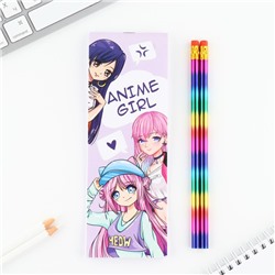 Набор 2 карандаша и блокнот "Anime girl"