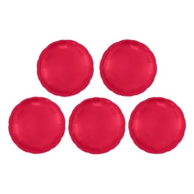 Шары фольгированные 19", круг, набор 5 шт., цвет красный 7114808