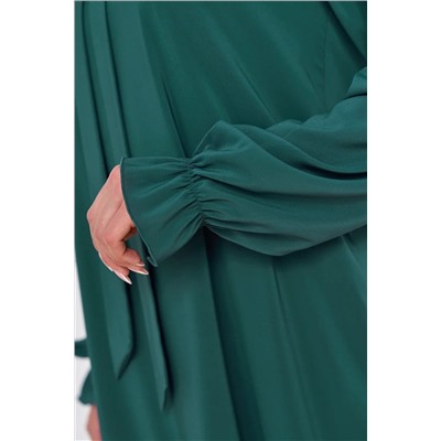 Шифоновое тёмно-зелёное платье