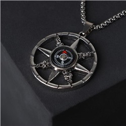Кулон-амулет «Помпеи» компас, цвет чёрный в серебре, 70 см