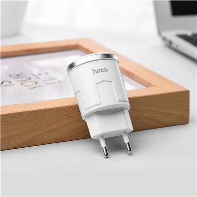 Адаптер Сетевой с кабелем Hoco C37A USB 2,4A/10W (USB/Micro USB) (white)