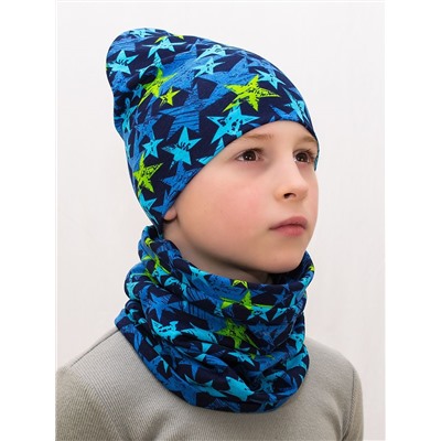 Комплект для мальчика шапка+снуд Звездное небо, размер 48-50,  хлопок 95%