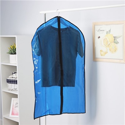 Чехол для одежды Доляна, 60×102 см, PEVA, цвет синий, прозрачный