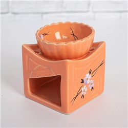 Аромалампа Кубик Цветы 8 см некондиция персиковая роспись в ассортименте