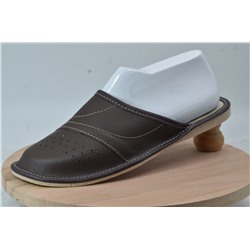 080-43  Обувь домашняя (Тапочки кожаные) цвет темно-коричневый размер 43