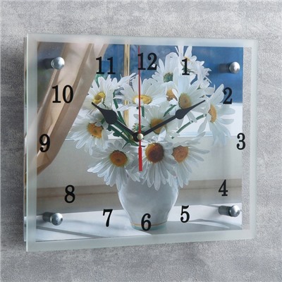Часы настенные, серия: Цветы, "Ромашки", 20х25  см