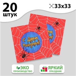 Набор бумажных салфеток «С днём рождения», паутина, 33х33, 20 шт. 1039012