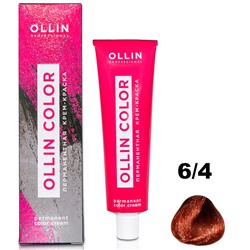 OLLIN COLOR Перманентная крем-краска для волос 6/4 темно-русый медный 60 мл
