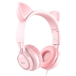 Проводные наушники полноразмерные Hoco Cat W36  (pink)