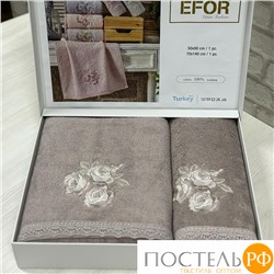 T1156/SM-04 Набор полотенец EFOR из 2-х предметов (50*90 и 70*140) ROSE кофейный KAHVE