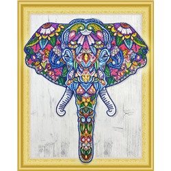 Алмазная картина с фигурными стразами Индийский слон 40х50