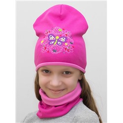 Комплект для девочки шапка+снуд Бабочка, размер 48-50,  хлопок 95%