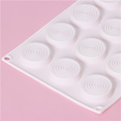Форма для шоколада Доляна «Гипноз», силикон, 29×17×1,1 см, 15 ячеек (d=4,2 см), цвет белый