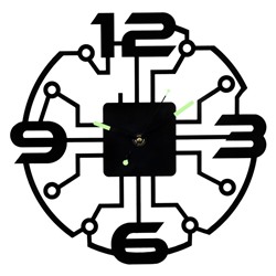 Часы настенные из металла "Микросхема", бесшумные, d-40 см, светящиеся, АА