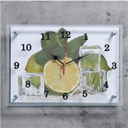 Часы-картина настенные, серия: Кухня, "Лайм и лед"25х35 см
