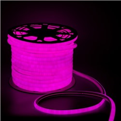 Гибкий неон Luazon Lighting 16 мм D-образный, IP65, 50 м, SMD2835, 120 LED/м, 220 В, свечение розовое