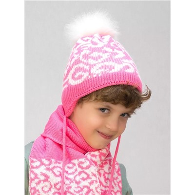 Комплект зимний для девочки шапка+шарф Милочка (Цвет светло-коралловый), размер 48-50, шерсть 30%