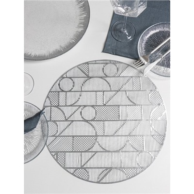 Набор салфеток сервировочных на стол Доляна «Бурлеск», 4 шт, d=38 см, цвет серебряный