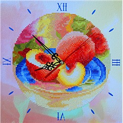 Алмазная мозаика часы Солнечные персики 30х30