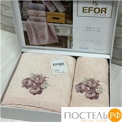 T1156/SM-02 Набор полотенец EFOR из 2-х предметов (50*90 и 70*140) ROSE персик SOMON