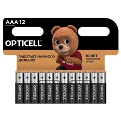 Батарейка алкалиновая OPTICELL, AAA, LR03-12BL, 1.5В, блистер, 12 шт
