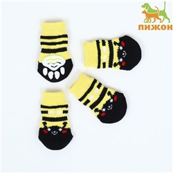Носки нескользящие "Пчёлка", размер M (3/4 * 7,5 см), набор 4 шт, жёлтые