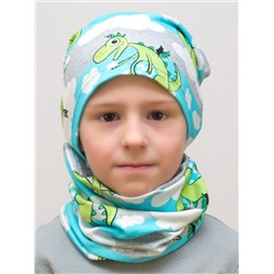 Комплект для мальчика шапка+снуд Дино, размер 46-48; 50-52; 52-54,  хлопок 95%