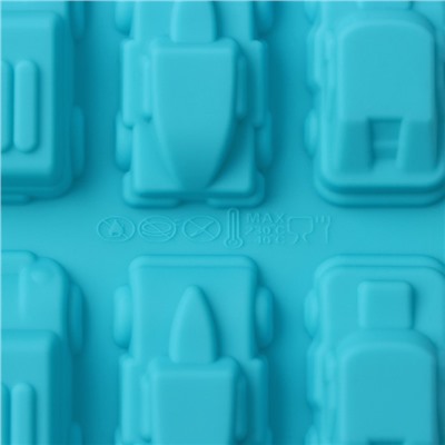 Форма для мармелада Доляна «Автомобили», силикон, 21,9×10×1,8 см, 20 ячеек (3,1×1,6 см) цвет МИКС