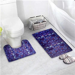 Набор ковриков для ванны и туалета «Синь», 2 шт: 40×45, 45×75 см