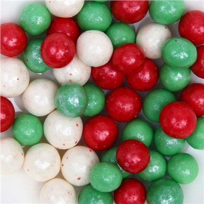 Посыпка кондитерская "Новый год" в цветной глазури (зеленый, красный, белоснежный) 12-13 мм, 50 г