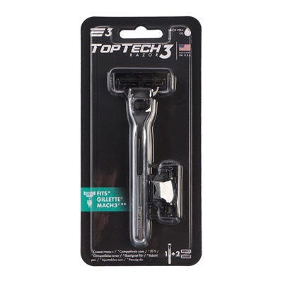 Мужская бритва TopTech Razor 3 совместима с Gillette Mach3, 1 бритва + 2 сменные кассеты