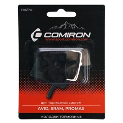 Колодки тормозные органические COMIRON RESIN P06/P10, для тормозных систем: AVID, SRAM, PROMAX, с пружиной, блистер 2 шт. /уп 50/200/