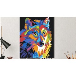 Картина по номерам на холсте 50х40 см. «Радужный волк». TM Selfica